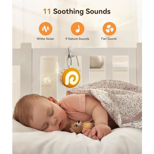 Dreamegg White Noise Machine - Baby Sleep Sound Machine, Portable Sound Machine for Sleep Travel, 11 Soothing Sounds, Night Light, Timer, Child Lock, USB Rechargeable Noise Machine for Nursery Gift - Orange