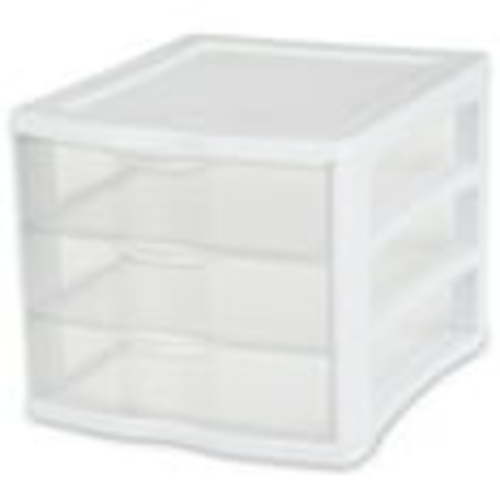 Sterilite White 3 Drawer Unit, Countertop Organizer with Modular Storage System, Deep Drawers