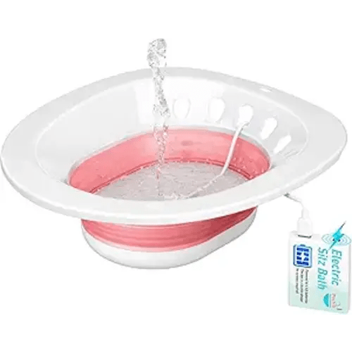 Pochik Electric Sitz Bath, Sitz Bath for Toilet Seat, Hemorrhoids and Postpartum Care Tub, Sits Bath Kit for Women, Automatic Flushing, Collapsible, Unisex