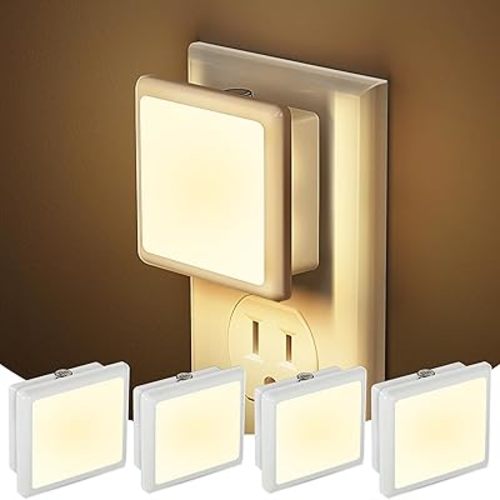 JandCase Night Light, 4 Pack Night Lights Plug into Wall with Auto Light Sensor, 3000K Warm White Nightlight Plug in, LED Night Lights for Kids Adults Bathroom Hallway Kitchen