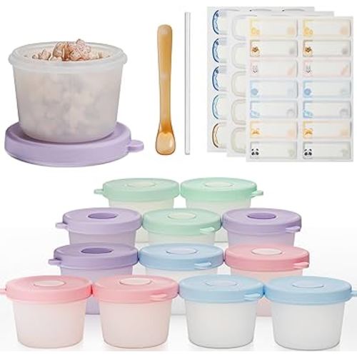 DIMBRAH Silicone Baby Food Containers-12pcs, 5oz Baby Food Storage Containers with Lids, Microwave, Dishwasher & Baby Food Freezer Storage Safety