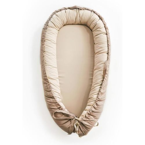 Baby Lounger, Baby Nest Cover for Baby, Reversible & Breathable Cotton, Adjustable Baby Floor Seat for Tummy Time, Portable Infant Lounger, Essentials for Newborns (Beige)