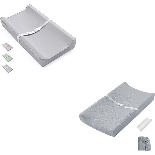 Blissful Diary Vegan Leather Baby Changing Pad and Muslin Baby Changing Pad with Waterproof Lining Foam