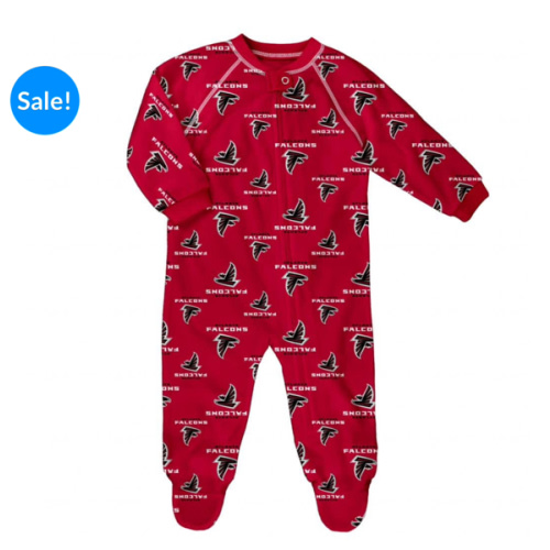 Atlanta Falcons Baby Red Raglan Zip Up Sleeper Coverall - Detroit Game Gear