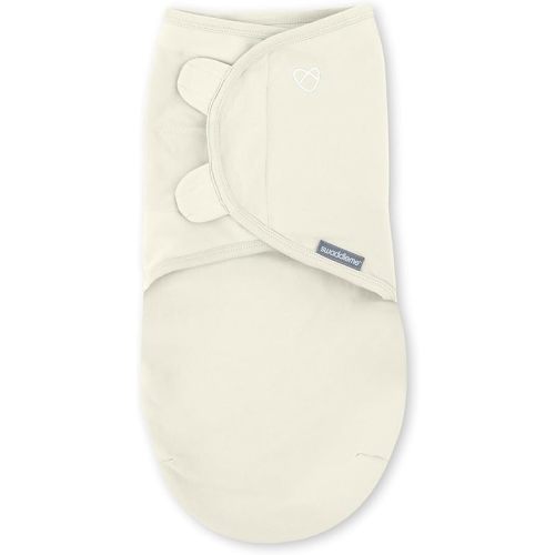 SwaddleMe by Ingenuity Original Swaddle, 100% Cotton, Improves Sleep & Calms Startle Reflex, Preemie Size, Up to 7 Pounds, 1-Pack, Baby Swaddle Blanket - Cream