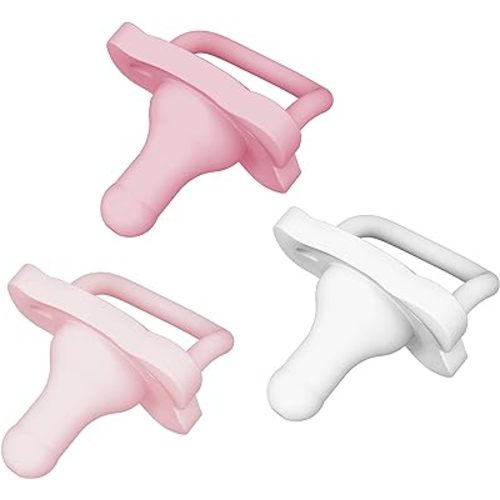 Dr. Brown's HappyPaci 100% Silicone Baby Pacifier, Contoured One-Piece Design, White, Pink, Light Pink, 0-6m, BPA-Free, 3 Pack