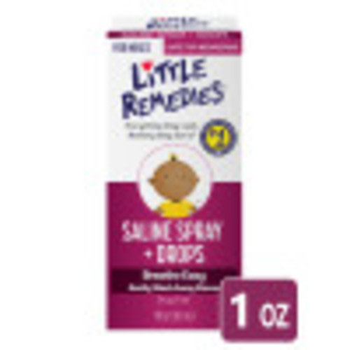 Little Remedies Saline Spray and Drops, Safe for Newborns, Gently Wash Away Mucus from Cold, 1 fl oz