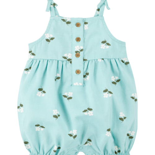 Teal Baby Floral Cotton Romper | Carter’s Oshkosh Canada