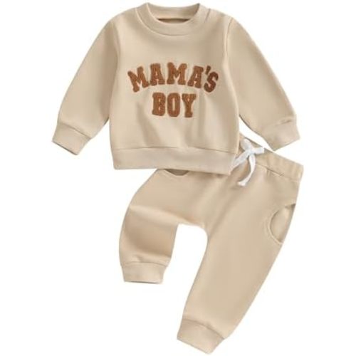 SHIBAOZI Baby Boy Clothes Toddler Fall Winter Outfit Letter Graphic Sweatshirt Pullover Tops + Pants Joggers Set