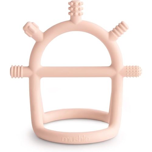 mushie Silicone Baby No-Drop Sensory Teether Toy (Blush)