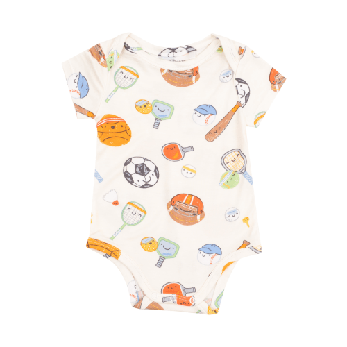 Short Sleeve Bodysuit, Sports Ball Friends