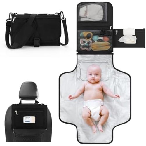 Accmor Portable Diaper Changing Pad, Waterproof Travel Baby Changing Mat, Newborn Essentials Baby Shower Gifts, Black