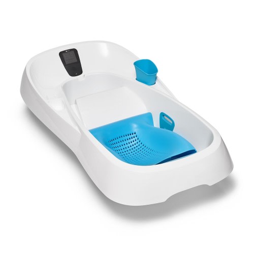 4moms Cleanwater Tub, 3-in-1 Grow-with-Me Baby Bathtub with Digital Thermometer for Newborns to Toddler, Assembled in The USA