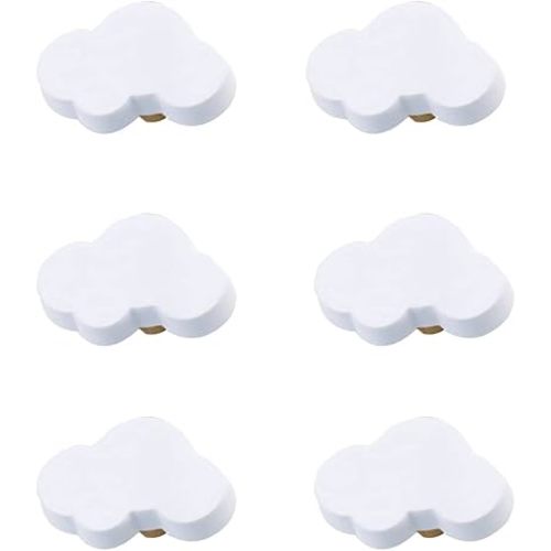 Skyscraper Cartoon Shape Soft Rubber Knobs for Kids Girls Boys Cabinet Handle pulls Drawer Knobs for Kids Room Cabinets Closets Toy Organizer Box Bookcase 6pcs/Set (Cloud, White)