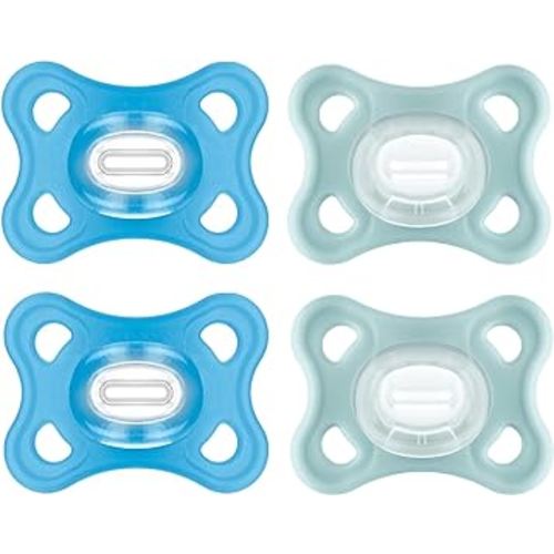 MAM Comfort Pacifiers, Newborn Pacifiers, 4 Count, MAM Pacifiers 3-12 Months, Best Pacifier for Breastfed Babies, Boy Silicone Pacifier