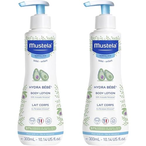 Mustela Hydra Bebe Body Lotion - Daily Moisturizing Baby Lotion with Natural Avocado, Jojoba & Sunflower Oil – 10.14 fl. oz. – 2-Pack