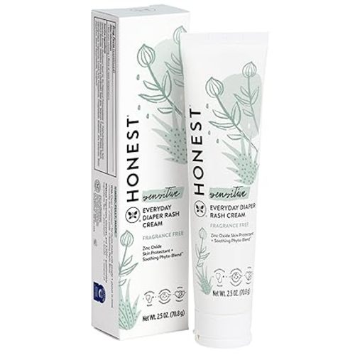 The Honest Company Hypoallergenic Diaper Rash Cream | Moisturizing + Calming Zinc Oxide Ointment | NEA Recognized, Cruelty Free | 2.5 oz