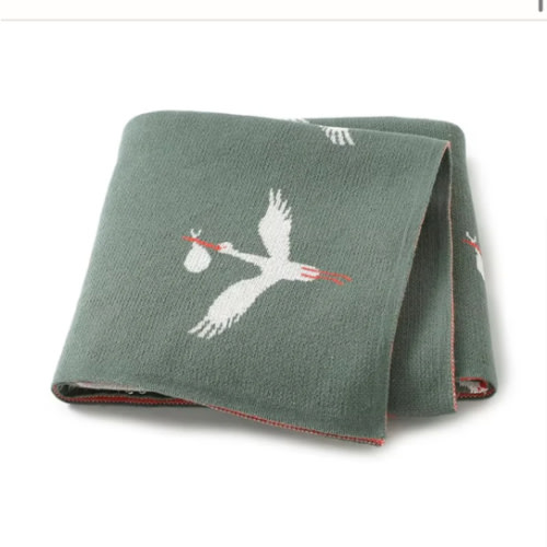Crane Knitted Blanket