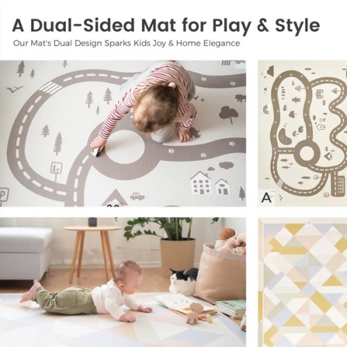 Tiny Land® Double-Sided Baby Playmat Urban Zoo Adventure