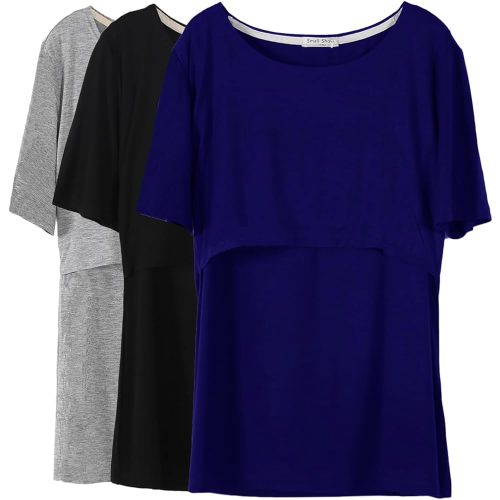 Smallshow Women's Maternity Nursing Tops Short Sleeve Breastfeeding Clothes