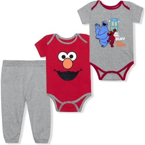 Sesame Street 3 Pack Jogger, Onesie and Bib Set, Sleepwear Bodysuit Bundle for Baby