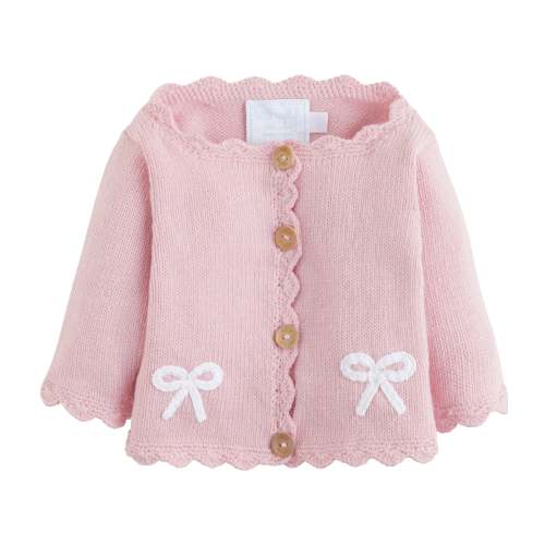 Bow Crochet Sweater- Pink