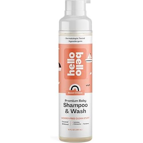 Hello Bello Extra Gentle Shampoo & Body Wash I Hypoallergenic and Pediatrician Tested Formula for Babies and Kids I Sweet Cream Scent I 10 FL Oz (1 Pack)