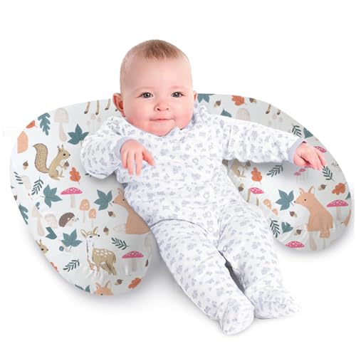 Little Grape Land Nursing Pillow, Breast Feeding Pillows for Mom, Forest Friends Soft Cover with Breathable Filling, Feeding Support Pillow for 0-12 Months, Multifunctional Support Cushion for Travel
