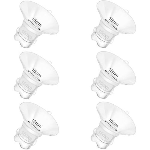 6pcs Updated Silicone Flange Insert 15mm Compatible with Momcozy/Medela/Spectra/Eufy/Lansinoh/TSRETE/Elvie/NCVI/Paruu Breast Pump, for 24mm Flange/Shield, Breastfeeding Essential Replacement Pump Part