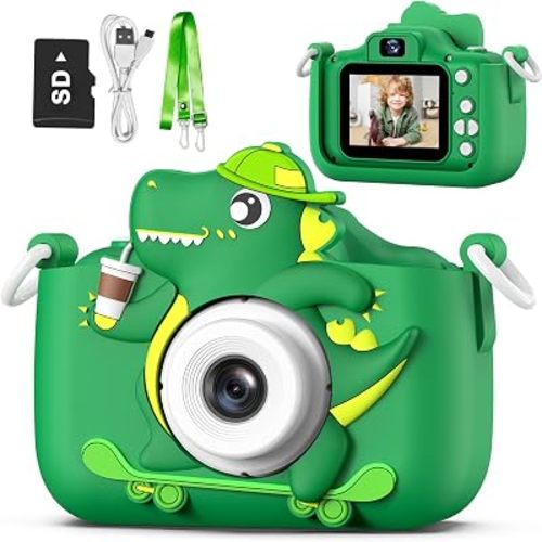 Goopow Kids Camera Toys for 3-8 Year Old Girls Boys,Children Digital Video Camcorder Camera with Cartoon Soft Cover, Best Chritmas Birthday Festival Gift for Kids - SD Card Included