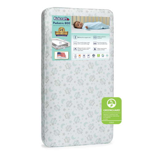 Kolcraft Pediatric 800 Extra Firm Baby Crib & Toddler Mattress, 80 Coil, Waterproof, Gray