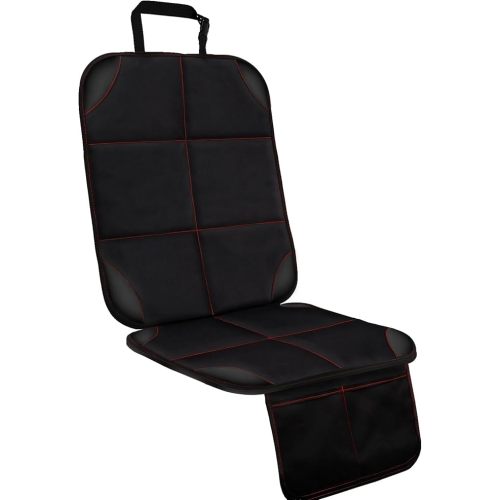 SMART ELF Car Seat Protector, Large Auto Protector for Child Seats with Thickest Padding and Non-Slip Backing Mesh Pockets for SUV, Sedan, Truck, Leather and Fabric - Black