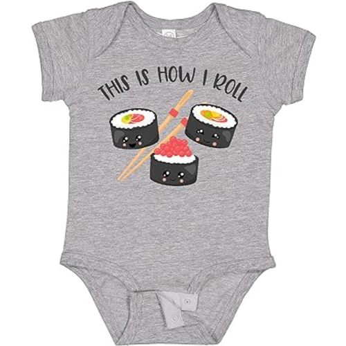 inktastic Kawaii How I Roll Sushi Baby Bodysuit
