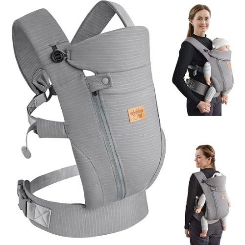 New Upgrade Ergonomic Baby Carrier Newborn Toddler Wrap Carrier,Hands Free Baby Sitting Support Sling,Breathable,Perfect for Infants/Chest Sling for Babies Shower Gift(Dark Grey)