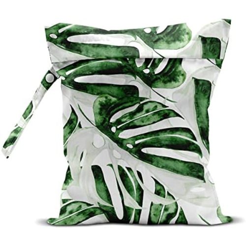 Wet Bag, Wet Dry Bag, Wet Bag for Swimsuit, Travel, Beach, Pool, Diapers, Dirty Yoga Gym Clothes, Makeup Bag, Waterproof Tropical Palm Leaves Decor Jungle Palm Leaf Favors