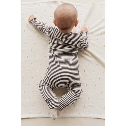 Organic Cotton Reese Zip Onepiece - Black Olive Stripe