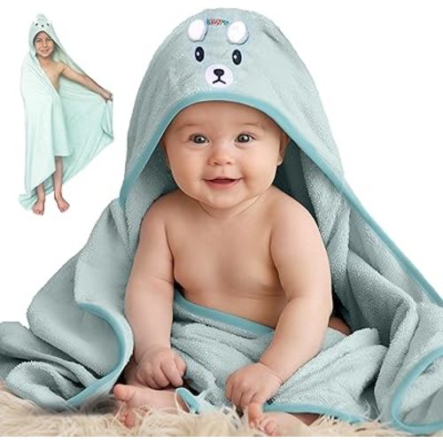 Ioly's Hooded Baby Bath Towels for Newborn Essentials 41" x 41" (Large) Kid Towel with Hood for Toddler Babies Infant Baby Towels with Hood Cosas para Bebes recien nacidos Baby Bath Items (Green)