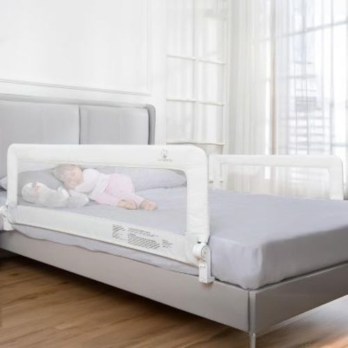 ComfyBumpy Toddler Bed Rail 2 Pack Guard - Kids Safety Rail, White, Long (55.5" x 19.5")Pack of 2