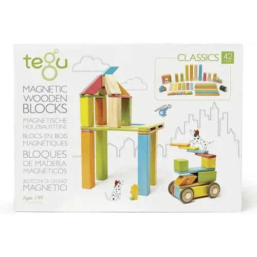 42 Piece Tegu Magnetic Wooden Block Set, Tints, 1-99 years old