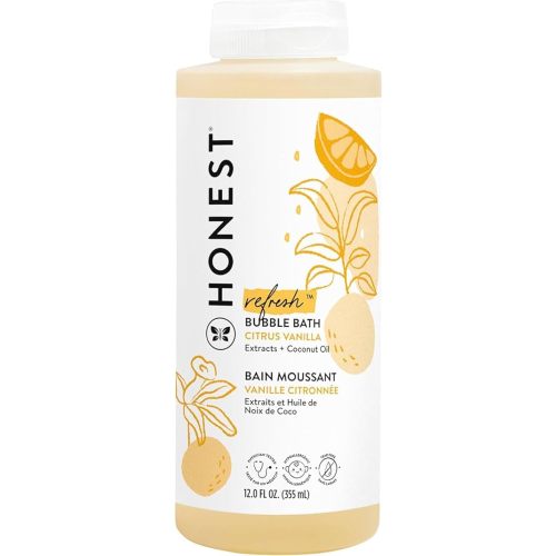 The Honest Company Foaming Bubble Bath | Gentle for Baby | Naturally Derived, Tear-free, Hypoallergenic | Citrus Vanilla Refresh, 12 fl oz