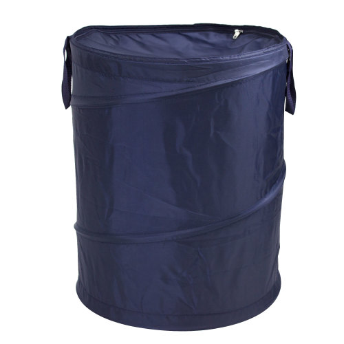 Mainstays Navy Polyester Spiral Pop-up Laundry Hamper with Zipper Lid