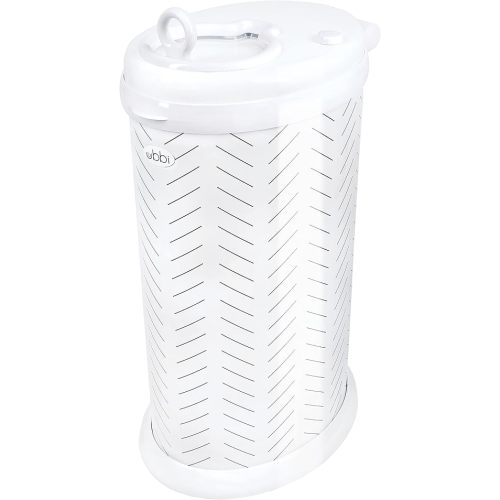 Ubbi Stainless Steel Diaper Pail, Odor Locking, No Special Bag Required, Award-Winning, Registry Must-Have, Herringbone