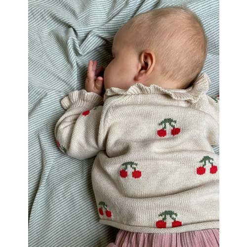 Pretty Frill Cardigan-Oatmeal Marl Cherries