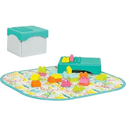 Infantino Super Soft 1st Building Blocks Activity Station, Easy-to-Hold for Babies & Toddlers, BPA-Free, Multi-Colored, 22-Piece Set with Storage Box and Mat