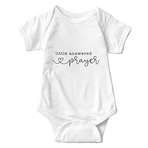 Little Answered Prayer Infant Reveal Ideas Pregnancy Baby Announcement Bodysuit Girl And Boy 0-12M