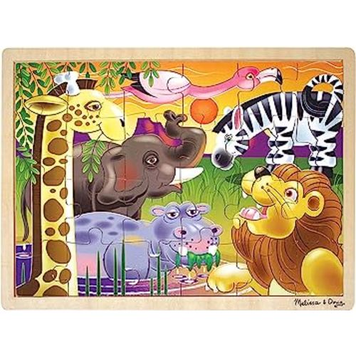 Melissa & Doug African Plains Safari Wooden Jigsaw Puzzle With Storage Tray (24 pcs)