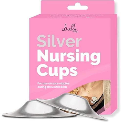 Original Silver Nursing Cups - Made in Germany with 999 Silver - Universal Fit - Protect and Soothe Sore Nipples - Silver Nipple Shields for Breastfeeding - FDA-Registered
