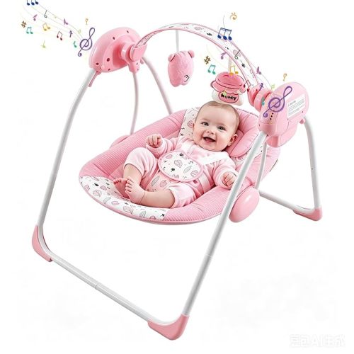Baby Swing for Infants, Foldable Swing with 5 Speeds, 0-9 Months (6-20 lbs)