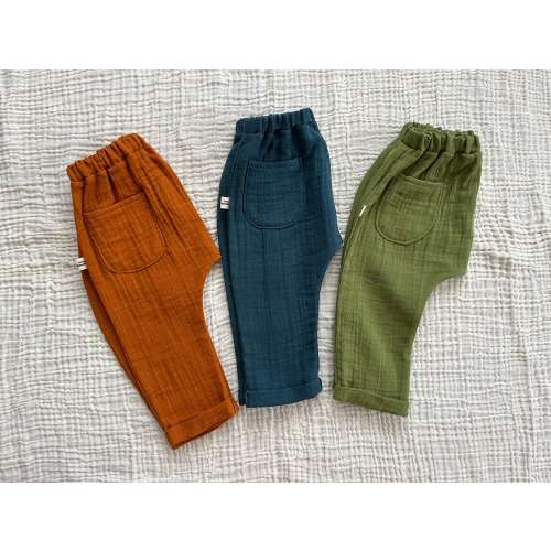 Summer Toddler Pants, Baby Muslin Harem Pants, Double Muslin Trousers, Boho Style Pants, Baby Clothing, Organic Cotton