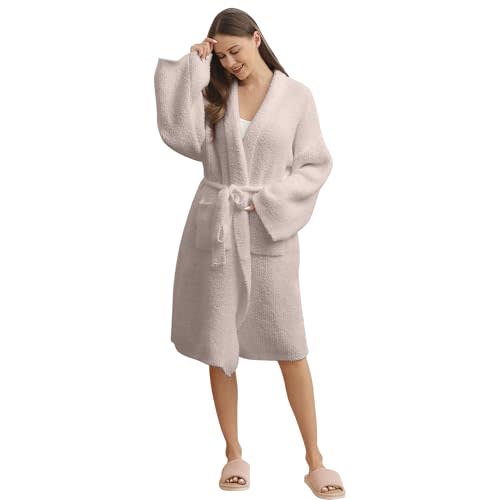 bearberry Hooded Robe Cozy Leopard Robe Lightweight Soft Plush Bathrobe with Pockets for Women